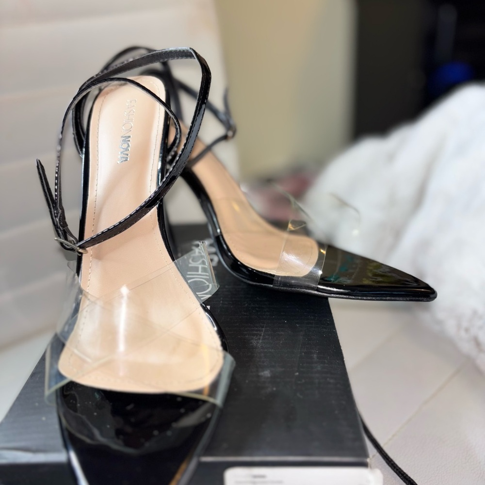 Fashion Nova Glossy Black Heels